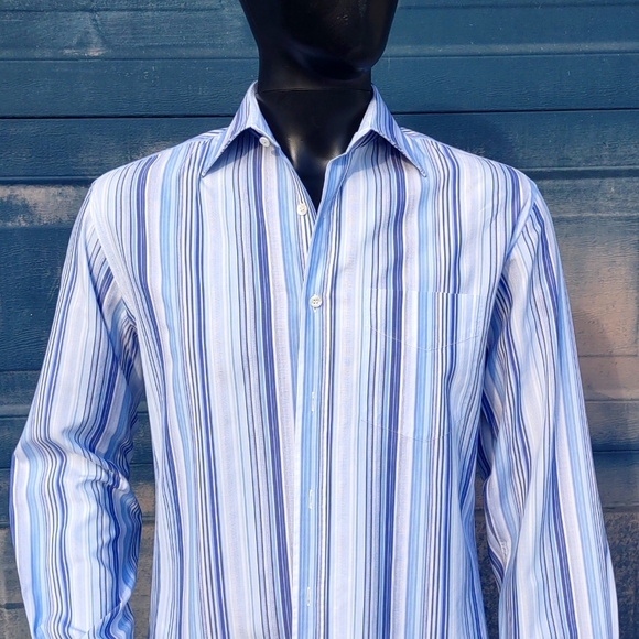 paul smith london dress shirt Paul Smith London Dress Shirt Mens Med Kelly Green White Striped LS Italy Made